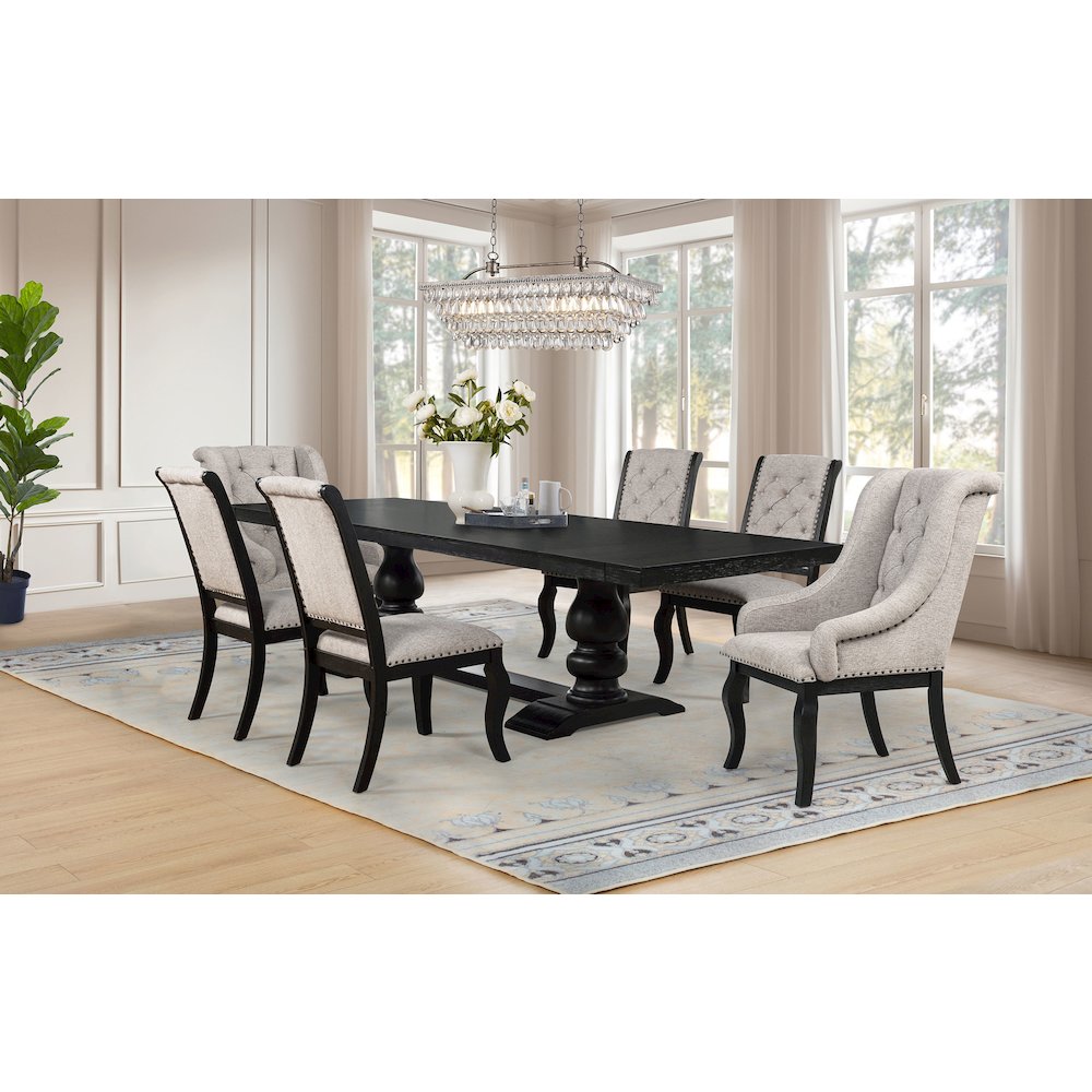 Phelps 7-piece Rectangular Dining Table Set Distressed Noir