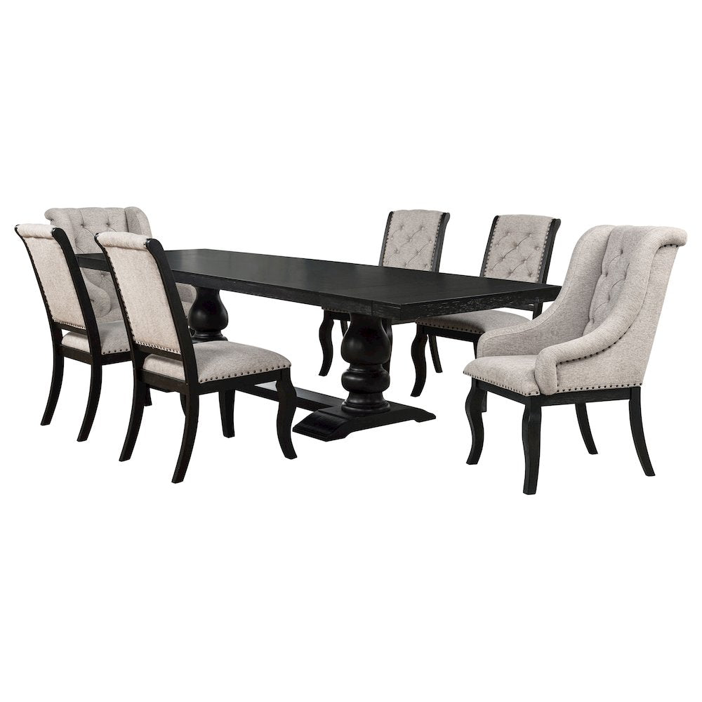 Phelps 7-piece Rectangular Dining Table Set Distressed Noir