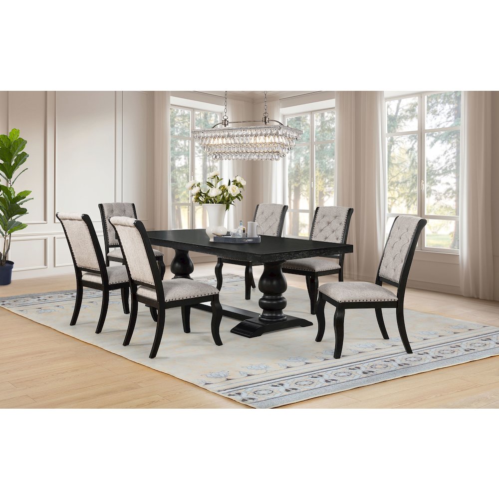 Phelps 7-piece Rectangular Dining Table Set Distressed Noir