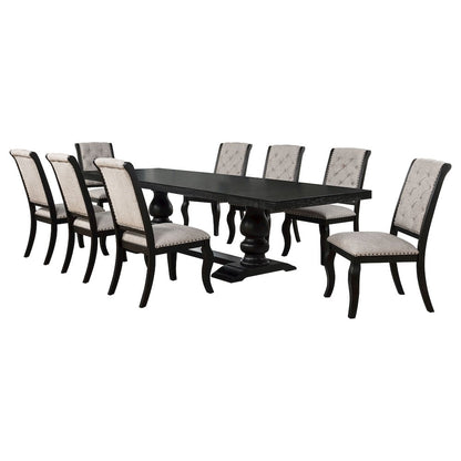 Phelps 9-piece Rectangular Dining Table Set Distressed Noir
