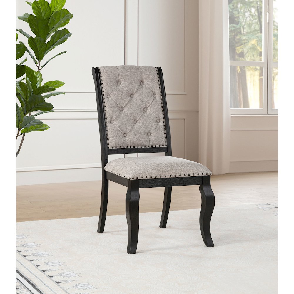 Phelps Upholstered Dining Side Chair Tobacco and Distressed Noir