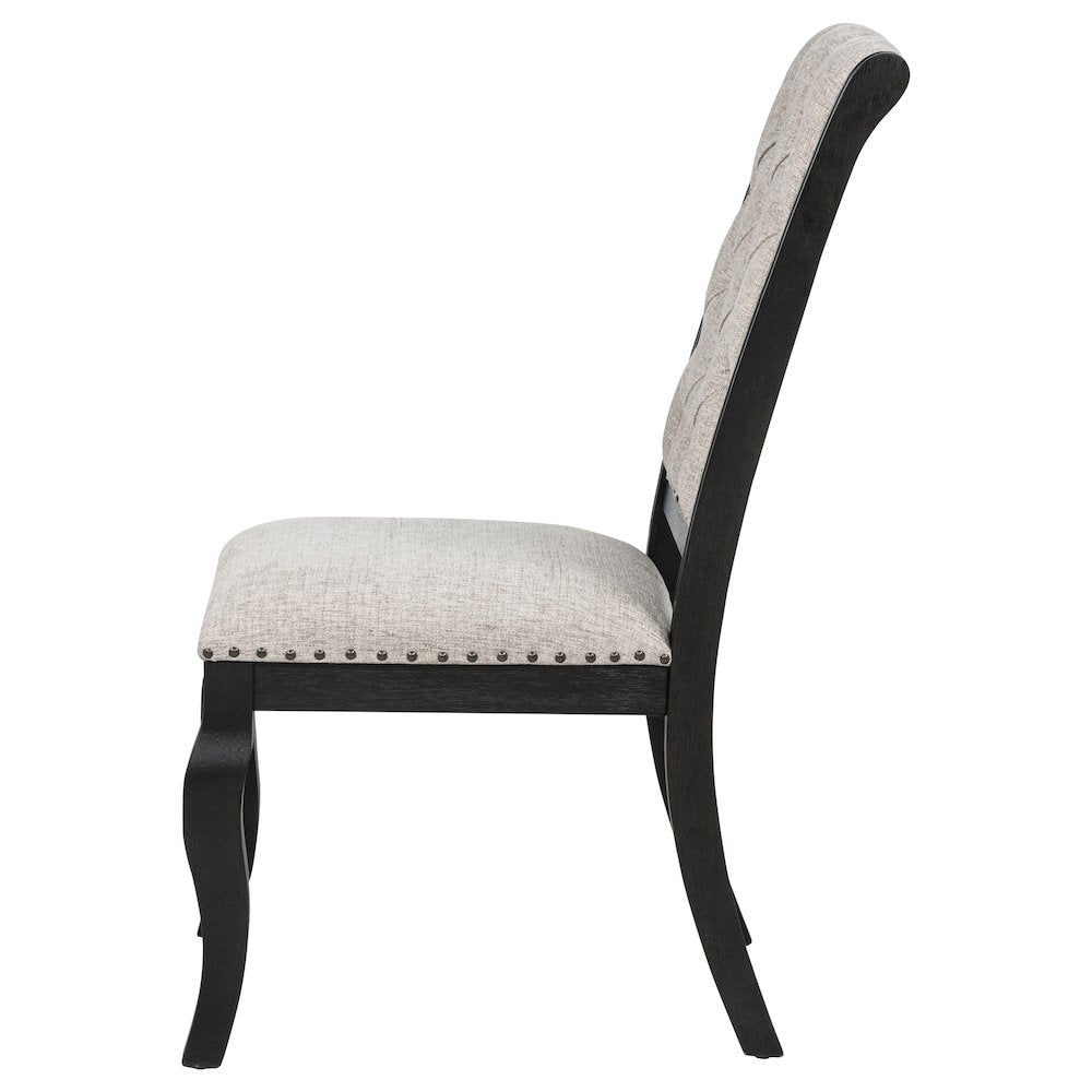 Phelps Upholstered Dining Side Chair Tobacco and Distressed Noir