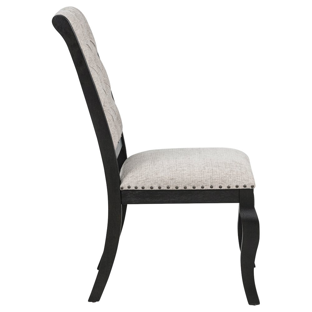 Phelps Upholstered Dining Side Chair Tobacco and Distressed Noir