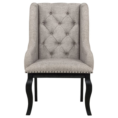 Phelps Upholstered Dining Arm Chair Tobacco and Distressed Noir