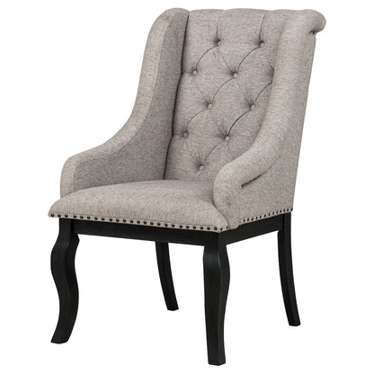 Phelps Upholstered Dining Arm Chair Tobacco and Distressed Noir