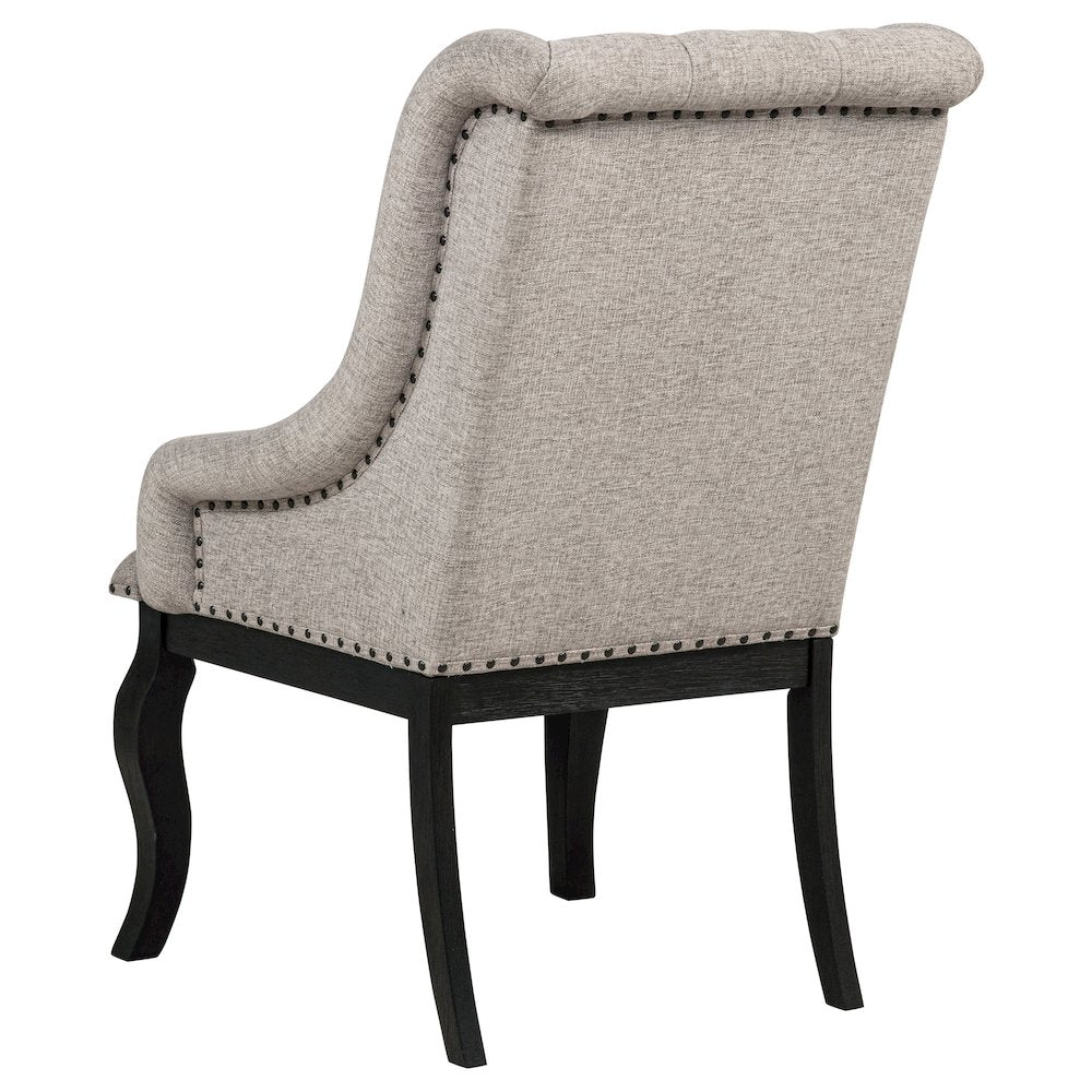 Phelps Upholstered Dining Arm Chair Tobacco and Distressed Noir