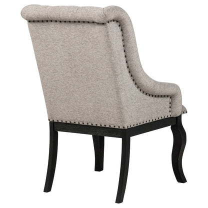 Phelps Upholstered Dining Arm Chair Tobacco and Distressed Noir