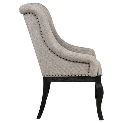 Phelps Upholstered Dining Arm Chair Tobacco and Distressed Noir