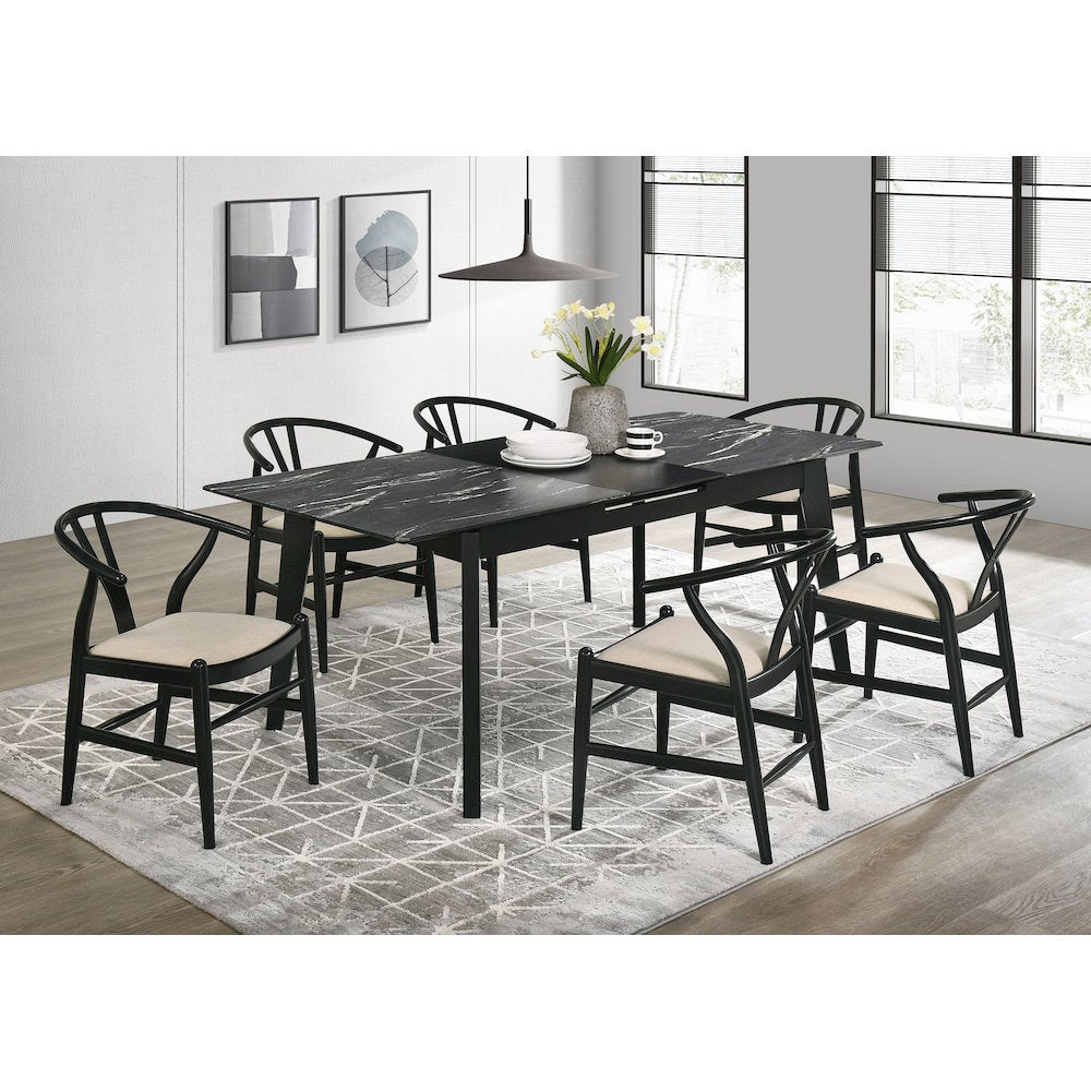 Crestmont 7-piece Extension Leaf Dining Table Set Black