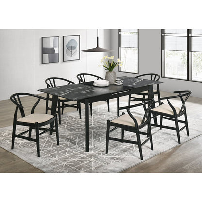 Crestmont 7-piece Extension Leaf Dining Table Set Black