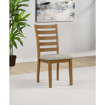 Atwood Wood Dining Side Chair Upholstered Seat Warm Brown