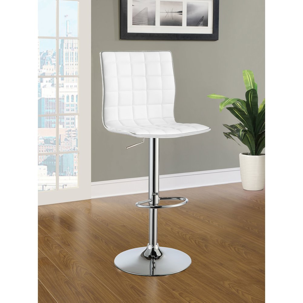 Ashbury Upholstered Adjustable Bar Stool White (Set of 2)