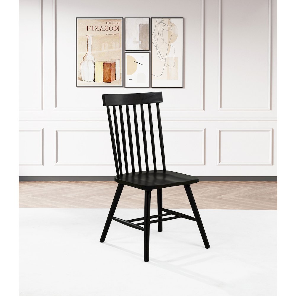 Andrews Windsor Spindle Back Dining Side Chair Black