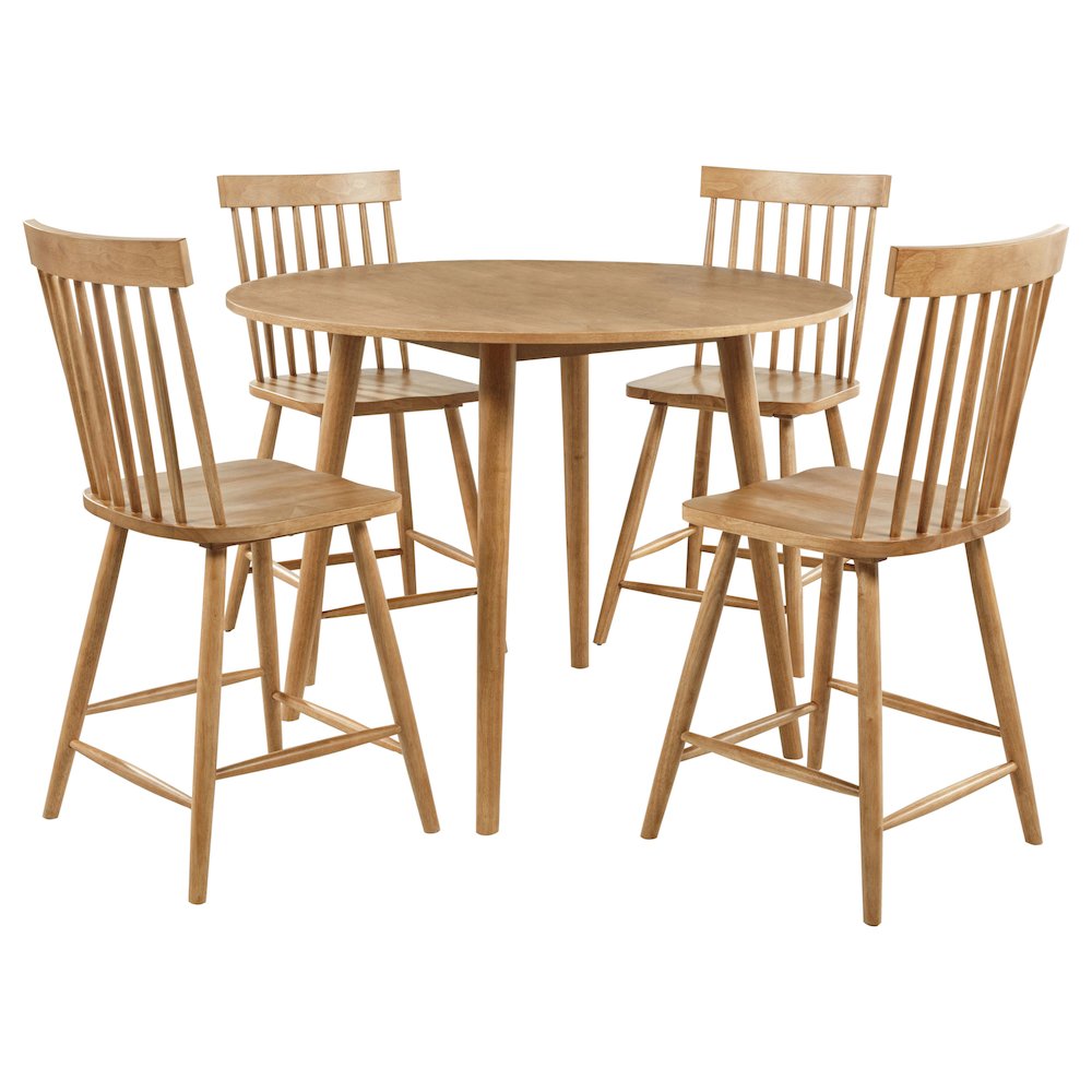 Andrews 5-piece Round Counter Height Dining Set Light Ash