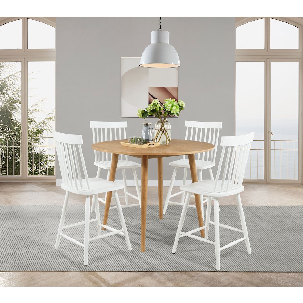 Andrews 5-piece Round Counter Dining Set Light Ash and White
