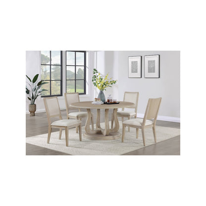 Trofello Round 60-inch Pedestal Dining Table White Washed