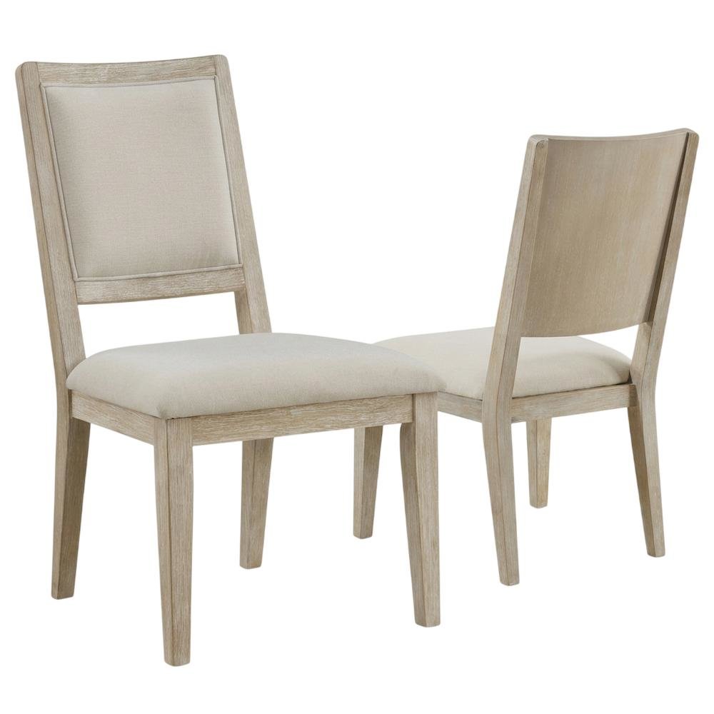 Wood Farmhouse Upholstered Dining Side Chairs with Cushioned Seat, Set of 2