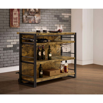 Renaldi 3-shelf Home Bar Wine Cabinet Rustic Nutmeg