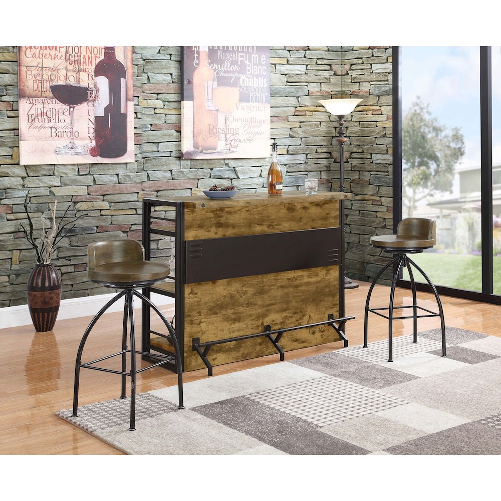 Renaldi 3-shelf Home Bar Wine Cabinet Rustic Nutmeg