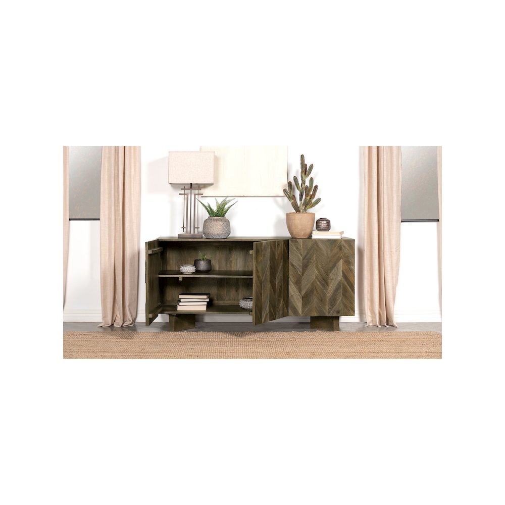Tyler 3-door Solid Wood Sideboard Buffet Cabinet Mango Brown