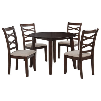 Barton 5-piece Round Wood Dining Table Set Dark Brown