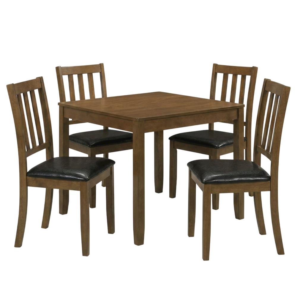 Wood Square Dining Table Set with Chairs for Kitchen or Dining Room, Honey Brown
