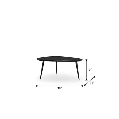 Black Triangular 3-Piece Coffee and End Table Set with Mid-Century Modern Design
