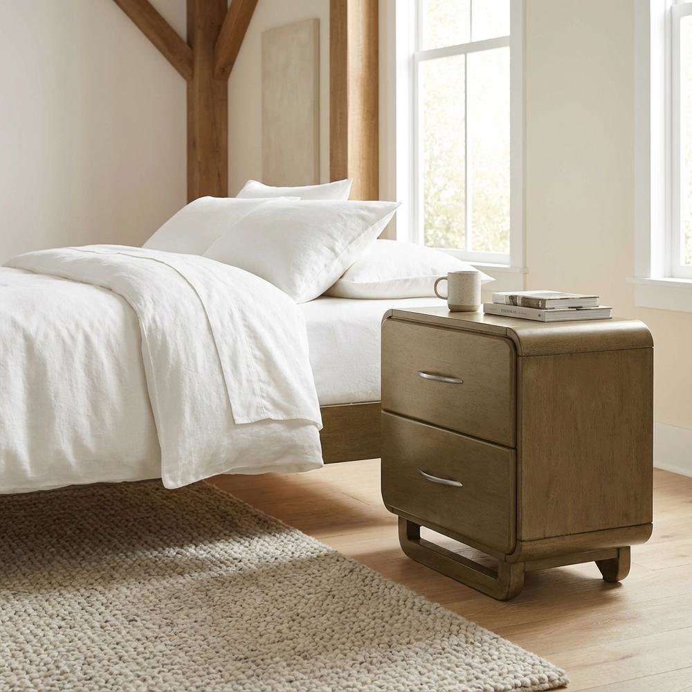 Nutmeg Bedroom Nightstand with 2 Drawers and Transitional Style
