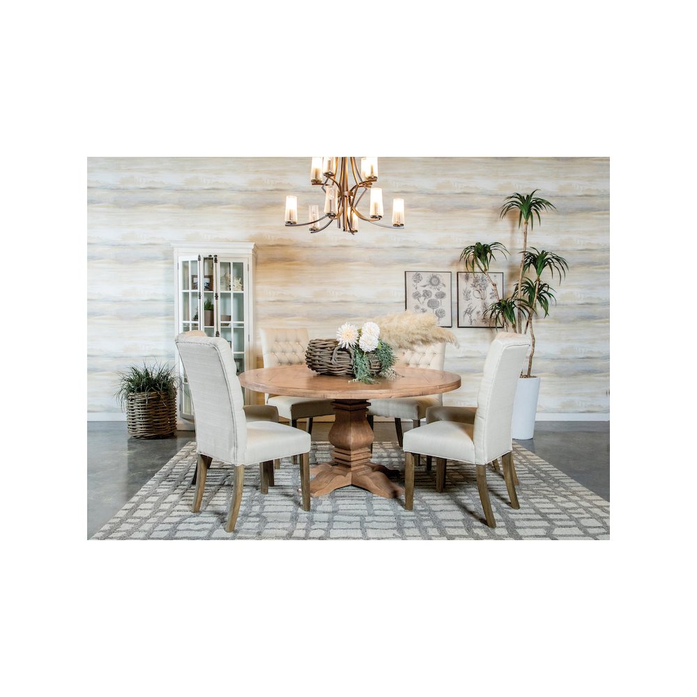 Florence Round 60-inch Wood Dining Table Rustic Honey