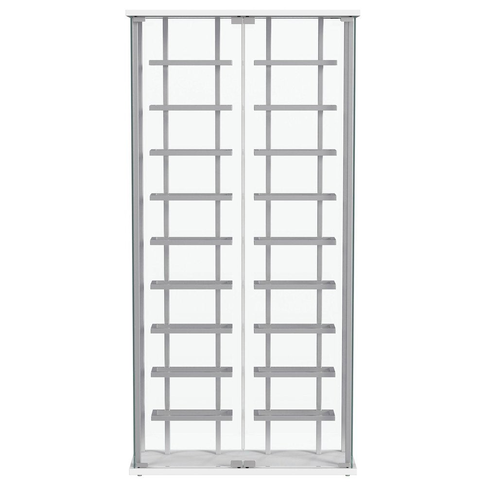 Montara Tempered Glass Wine Storage LED Curio Cabinet Chrome