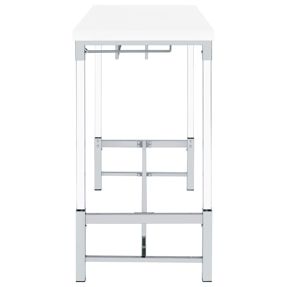 Norcrest 47-inch Acrylic Leg Bar Table White High Gloss