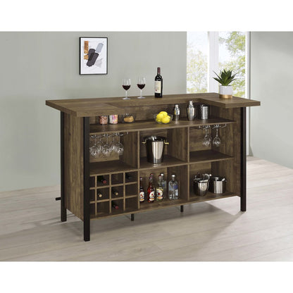 Bellemore Freestanding Home Bar Wine Cabinet Rustic Oak
