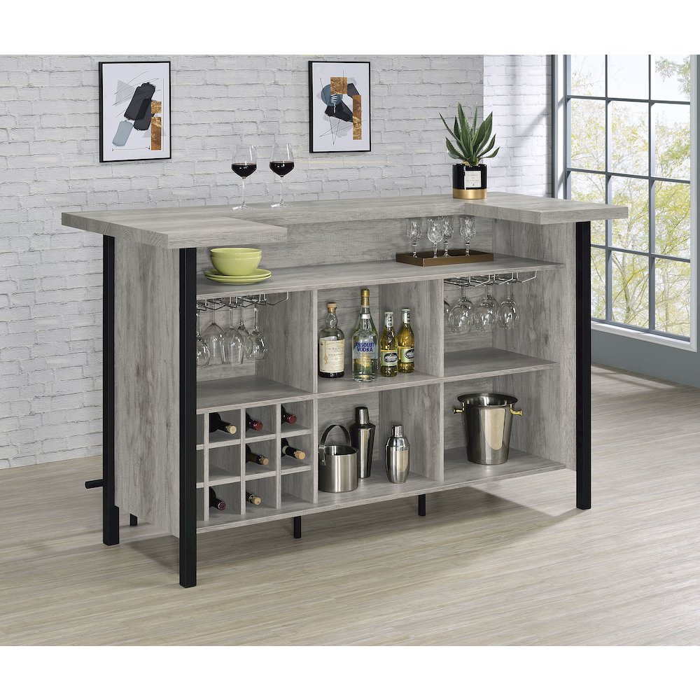 Bellemore Freestanding Home Bar Wine Cabinet Grey Driftwood