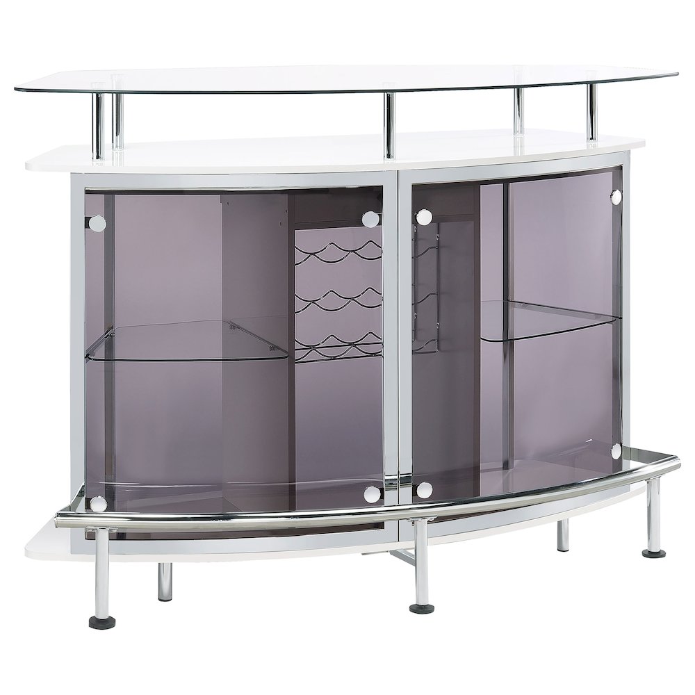 Gideon Curved Glass Top Home Bar Cabinet White High Gloss
