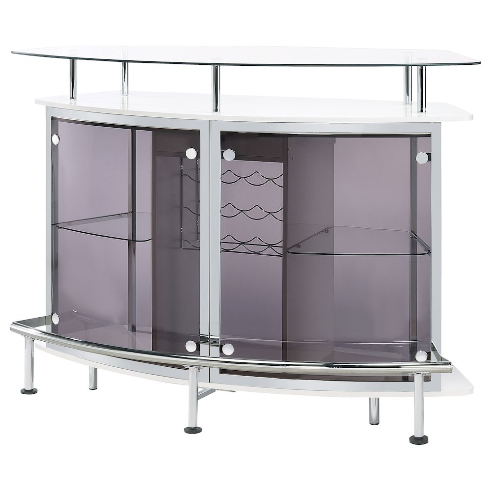 Gideon Curved Glass Top Home Bar Cabinet White High Gloss