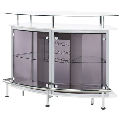 Gideon Curved Glass Top Home Bar Cabinet White High Gloss