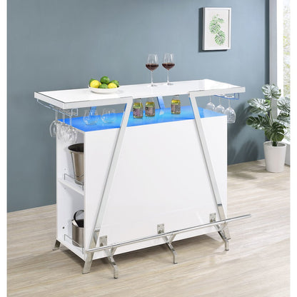 Araceli Freestanding LED Home Bar Cabinet White High Gloss
