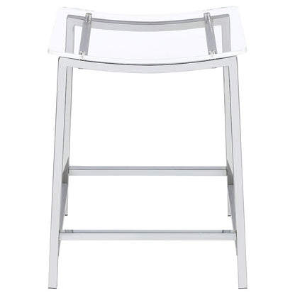 Jovani Acrylic Backless Counter Stool Chrome (Set of 2)