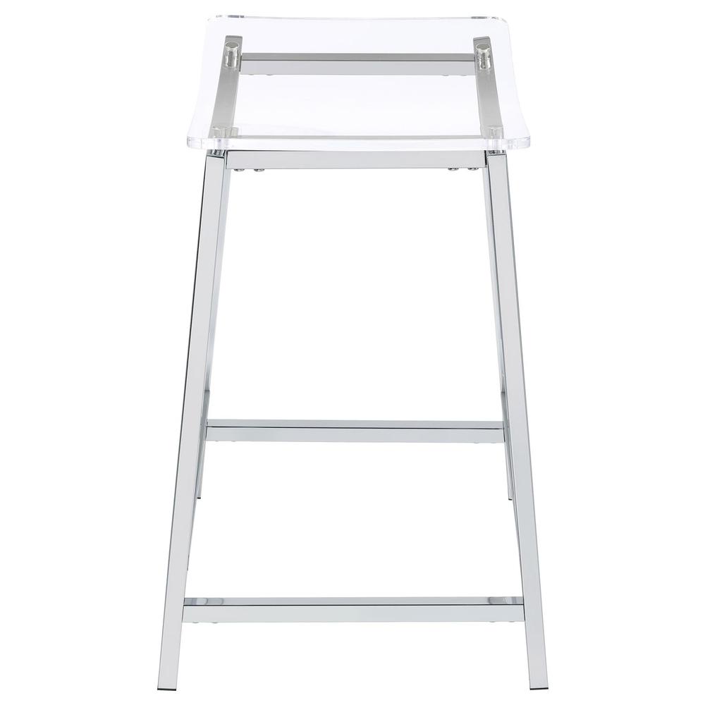 Stylish Clear Acrylic Backless Counter Height Bar Stools in Chrome Finish