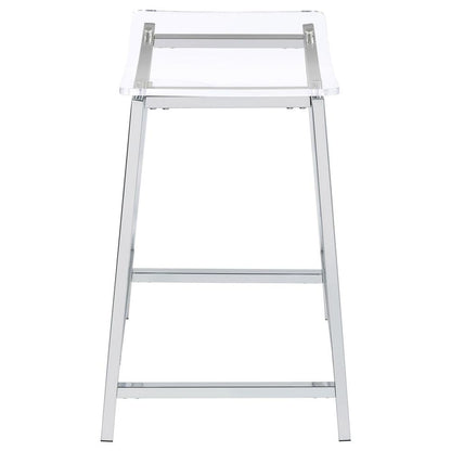 Stylish Clear Acrylic Backless Counter Height Bar Stools in Chrome Finish