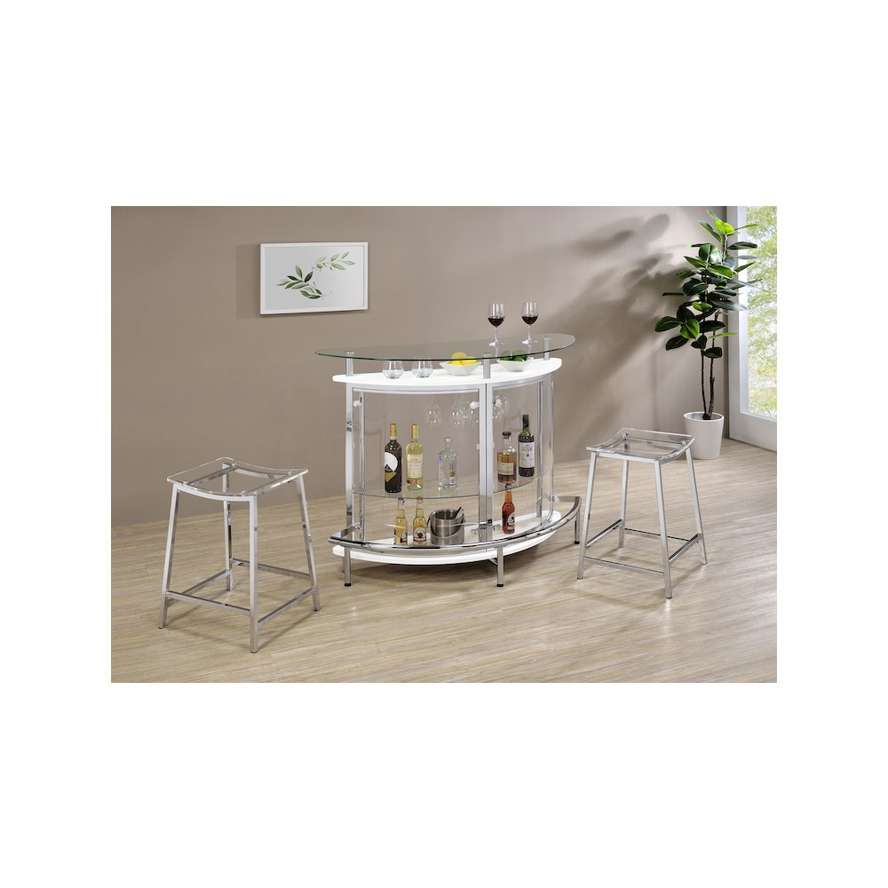 Jovani Acrylic Backless Counter Stool Chrome (Set of 2)