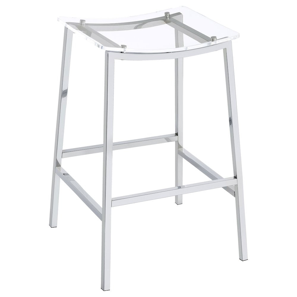 Jovani Acrylic Backless Bar Stool Chrome (Set of 2)