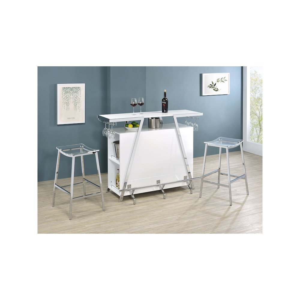 Jovani Acrylic Backless Bar Stool Chrome (Set of 2)