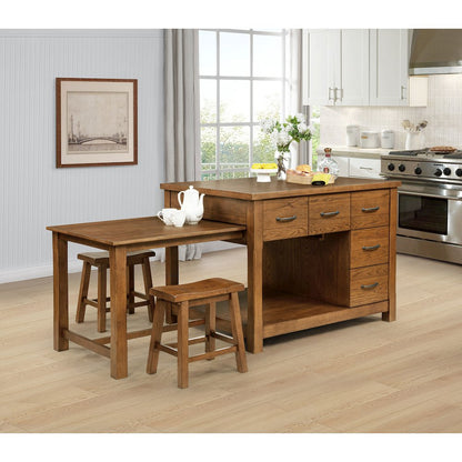 Mayfair 3-piece Kitchen Island with Extension Table Dark Oak