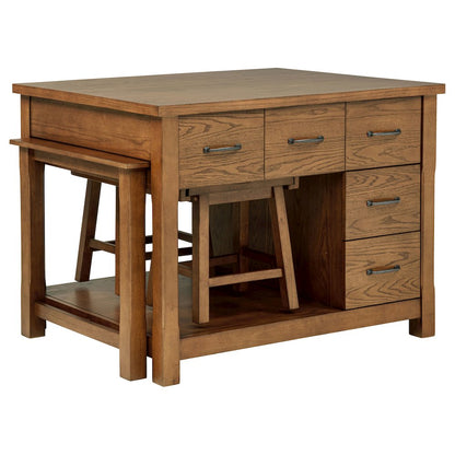 Mayfair 3-piece Kitchen Island with Extension Table Dark Oak