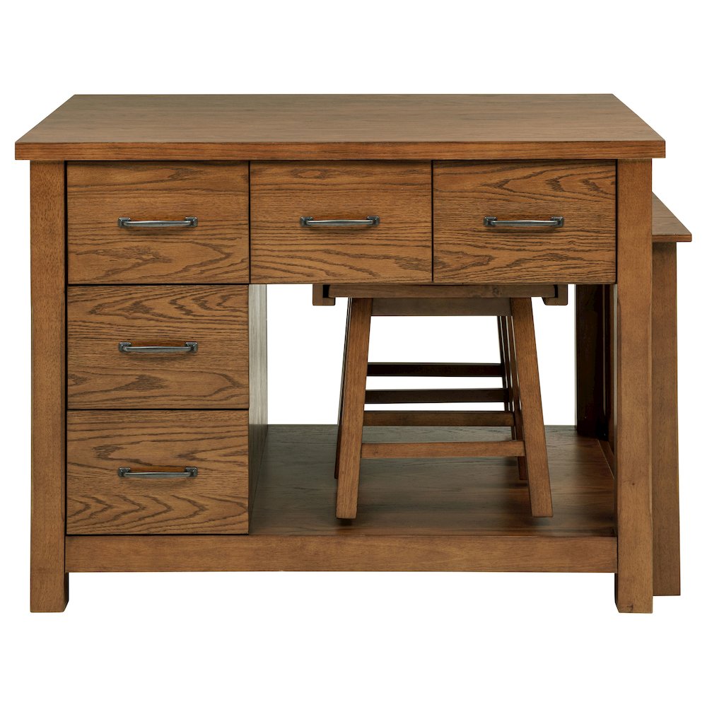 Mayfair 3-piece Kitchen Island with Extension Table Dark Oak