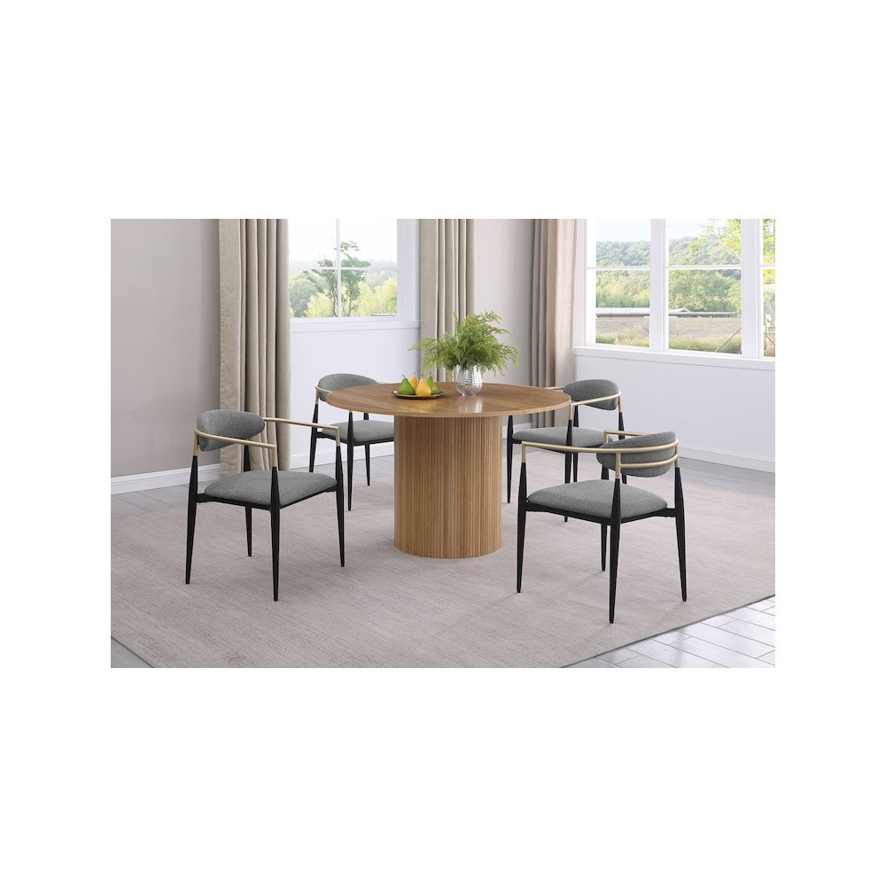 Alexis Fabric Upholstered Dining Arm Chair Grey (Set of 2)