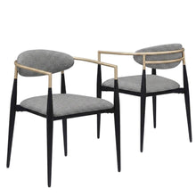 Upholstered Dining Arm Chair, Modern Style with Arms, Grey, Set of 2