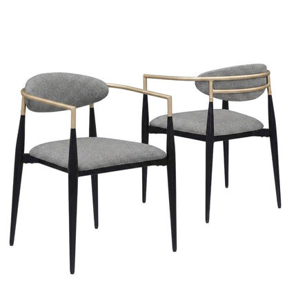 Upholstered Dining Arm Chair, Modern Style with Arms, Grey, Set of 2