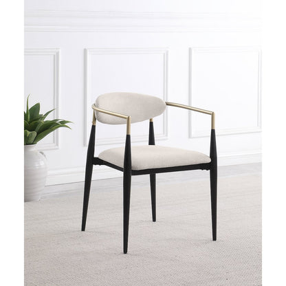 Alexis Fabric Upholstered Dining Arm Chair Beige (Set of 2)